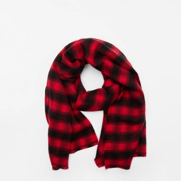 Zara Soft Plaid Frayed Edge Blanket Scarf - Picture 2 of 4